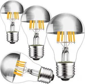 Gold supplier CE AC 220V half chrome silver led filament bulb, cold white Half Mirror half silver lighting bulb