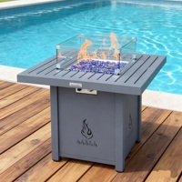 Table de foyer à gaz carrée en aluminium de 26 pouces avec brûleur de foyer de 45000 BTU