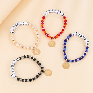 New Colorful Diy Customized Logo Strength <strong>Bracelet</strong> Change Letter Beaded <strong>Bracelet</strong> Team Braut for Women <strong>Sister</strong> <strong>Bracelet</strong> for Summer - Product Image 1