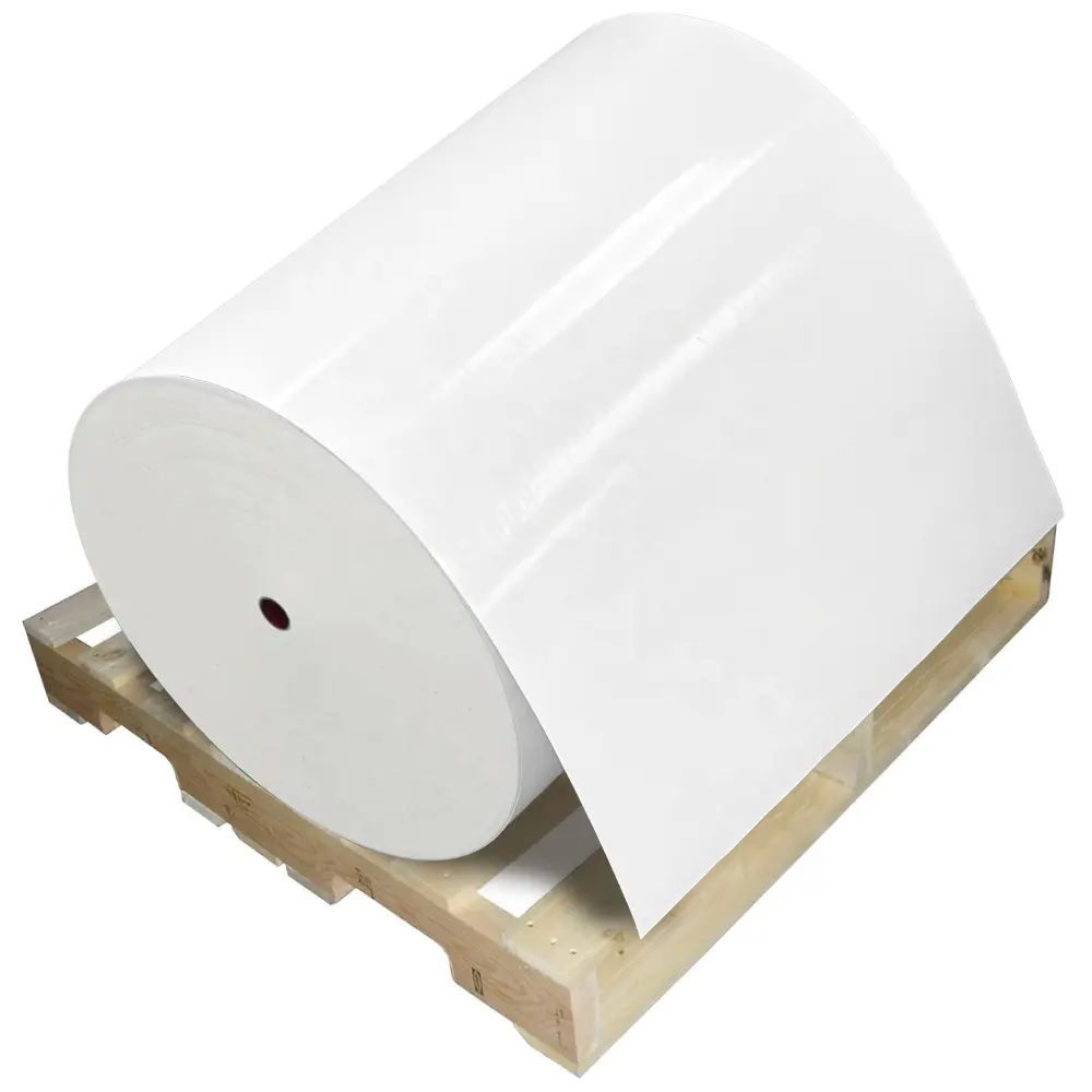 Impressão flexográfica jumbo rolls Adesivo de papel artístico revestido fundido etiquetas de embalagem papel autoadesivo rolo etiquetas