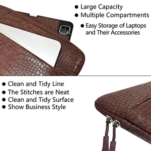 13/14/15/<span class=keywords><strong>16</strong></span> pulgadas Business Brown Crocodile PU Leather Laptop Sleeve Document Bag Maletín <span class=keywords><strong>para</strong></span> <span class=keywords><strong>Macbook</strong></span> Air <span class=keywords><strong>Pro</strong></span> Computer - Product Image 2