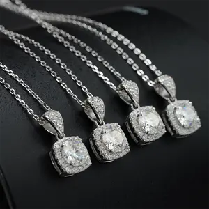 Factory Wholesale Quality Fashion Style Jewelry 925 Silver Moissanite Gemstone Pendant Women's Necklace With 1ct Moissanite