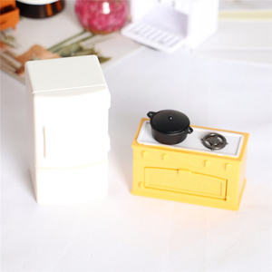 Scène miniature BTXIXI, modèle de meubles miniatures, cuisinière de <span class=keywords><strong>poche</strong></span>, réfrigérateur blanc - Product Image 4