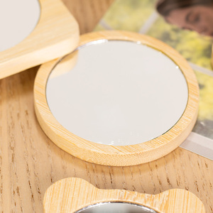 Wholesale Bulk Order Wooden Circle <b>Vanity</b> <b>Mirror</b> Handheld Portable Durable with Custom Logo for Corporate Gift - Product Image 2