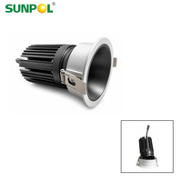 Downlight LED COB encastré personnalisé 6W 8W 12W 15W, dimmable, anti-éblouissement, angle de faisceau réglable, éclairage commercial pour showroom