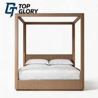 Lit à baldaquin extérieur en bois massif moderne de luxe TG avec panneau en tissu français, taille King