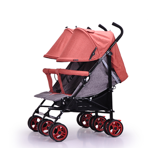 รถเข็นเด็กแฝดแบบขายส่งจากโรงงาน รถเข็นเด็กแบบมีร่มคู่ที่ถอดออกได้สำหรับพี่น้องแฝด รถเข็นเด็กแบบมีร่มคู่ขนาน - Product Image 4