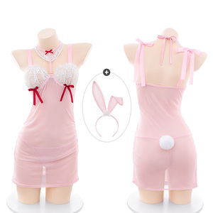 Ensemble de lingerie sexy Sweet Bunny avec armatures, grande taille, option de nettoyage facile, haut de gamme, pour femme adulte, plusieurs oreilles de lapin, transparent, sexy - Product Image 6