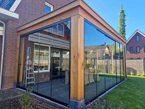 Portes coulissantes empilables en aluminium sur mesure à rupture de pont thermique, multi-rails, pour patio, <span class=keywords><strong>terrasse</strong></span>, véranda, RAL Anthracite Noir Blanc - Product Image 6