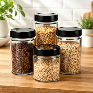 Juego de Recipientes de Vidrio para Almacenamiento de Alimentos <span class=keywords><strong>con</strong></span> Tapas Herméticas de Rosca, Recipientes Apilables para Cocina y Despensa - Product Image 1