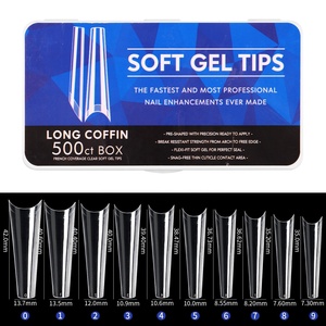 Puntas de Gel suave para <span class=keywords><strong>Uñas</strong></span> postizas, caja blanca profesional cuadrada, estilete largo, 15 estilos - Product Image 6