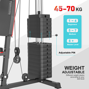 Equipo Multifuncional de Gimnasio en Casa para Entrenamiento de Fuerza con Respaldo Curvo y Pila de Pesas Pesadas - Product Image 2