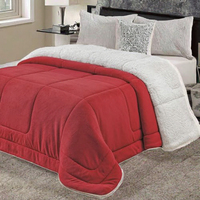 Couette Sherpa Cobedrom Queen Size avec rembourrage en polyester, couverture réversible en laine d'agneau (rouge)