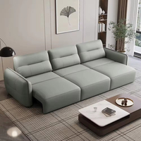Canapé d'angle Chesterfield en cuir italien 3 places avec fonction électrique et télécommande, en microfibre, extensible