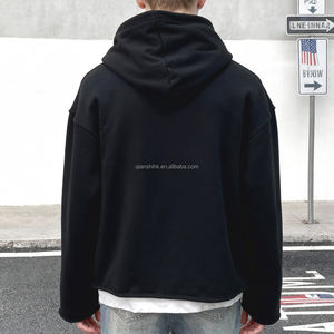 Haute qualité Dtg imprimé Boxy pull à capuche personnalisé poids lourd recadrée à capuche coton Patchwork brodé sweats à capuche surdimensionnés - Product Image 2