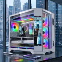 Boîtier PC Cube en Verre Panoramique Installable avec Écran Géant, Tour EATX pour Ordinateur de Jeu, Ventilateurs de Refroidissement Liquide 36cm
