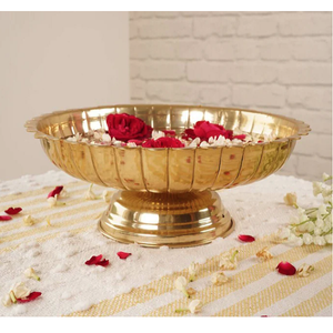 El mejor cuenco decorativo tradicional Kamal Metal Urli Gold Finish para flores flotantes Diyas velas artesanía india fiesta de boda - Product Image 5