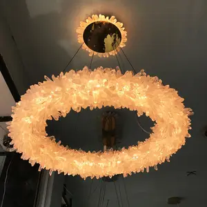 Moderne runde natürliche Kristall Restaurant Pendel leuchte extravagante atmos phä rische ringförmige Wohnzimmer Drop light