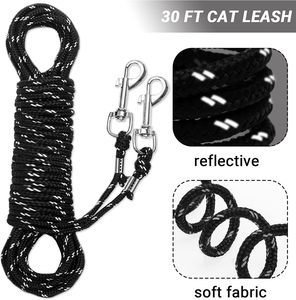 15フィート/30フィート屋外ウォーキングトレーニング用反射ロング猫リーシュ,エスケーププルーフヤードリードペットリーシュ - Product Image 2