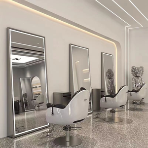 Mobilier de coiffure moderne pour salon de beauté : Poste de coiffage avec miroir pour barbier - Product Image 1