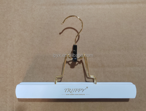 Wholesale High Quality Hair Extension Wigs Durable <strong>Pants</strong> Wooden <strong>Hanger</strong> Clamp Dress Hair <strong>Hanger</strong> With Logo - Product Image 6