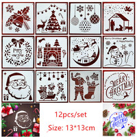 12 Stück DIY Weihnachts schablone Handwerk Malerei Schablone setzt Fenster Mandala Schablone Vorlage