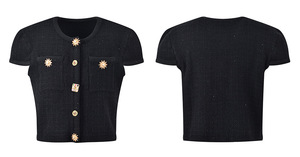 Set gonna leggera di lusso vestito elegante monopetto elegante alla moda <span class=keywords><strong>Top</strong></span>-collo + gonna corta Boutique 2 pezzi di abbigliamento per tuta da donna - Product Image 4