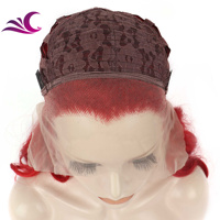Perruque Lace Front de cheveux synthétiques naturels pré-épilés, couleur rouge feu, longue boucle, amicale à la chaleur