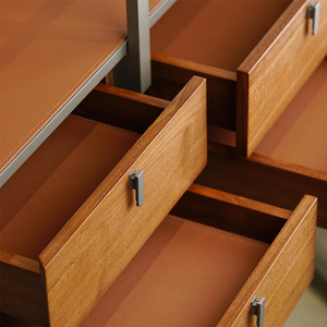 Mueble Lateral <span class=keywords><strong>de</strong></span> <span class=keywords><strong>Cocina</strong></span> Modular Moderno con <span class=keywords><strong>Puertas</strong></span> <span class=keywords><strong>de</strong></span> Acero Inoxidable y <span class=keywords><strong>Vidrio</strong></span>, Acabado Brillante, 4 Cajones - Product Image 2