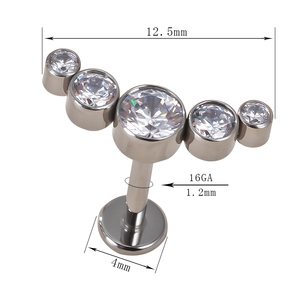 Pendientes <span class=keywords><strong>de</strong></span> Titanio ASTM F136 <span class=keywords><strong>de</strong></span> Alta Calidad con Rosca Interna y Zirconia para Labret, <span class=keywords><strong>Piercing</strong></span> <span class=keywords><strong>de</strong></span> <span class=keywords><strong>Labio</strong></span>, Joyería Punk - Product Image 3