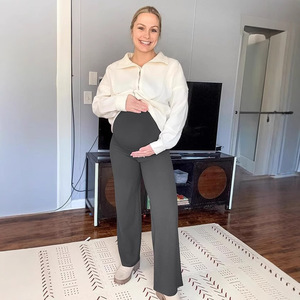 <span class=keywords><strong>Pantalon</strong></span> large d'été léger pour femmes enceintes avec soutien abdominal intégré Vêtements de maternité - Product Image 4