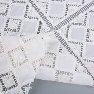 Tela de encaje de corte láser para ropa, tejido de encaje blanco