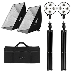 Andoer Studio nhiếp ảnh Kit Softbox chiếu sáng Set với 50x70cm softbox * 2 + 4in1 bóng đèn ổ cắm * 2 + 2m ánh sáng đứng * 2 - Product Image 3