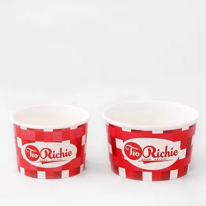 Disposable 5oz Custom Printed Paper Ice Cream Cup With Lid Yogurt Cake Paper Cup