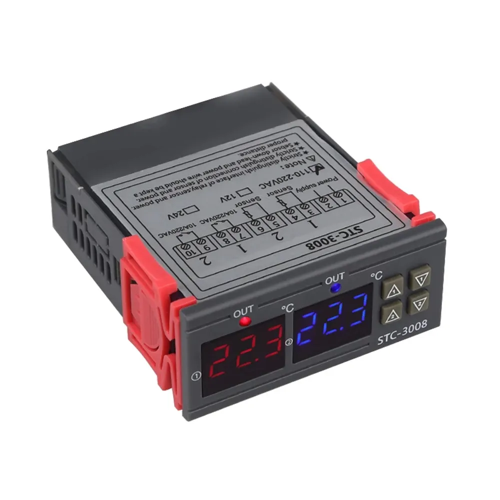 STC-3008 Dual Digital Temperatur regler Zwei Relais Ausgang 12V 24V 220V Thermo regulator Thermostat Mit Heizung Kühler