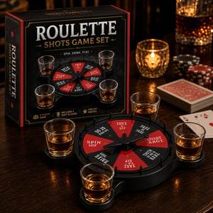 <b>Roulette</b> Drinking Game Set with 4 <b>Shot</b> Glasses Adult Party Spin Wheel Game Tabletop Bar Game for Casino Night Party Gift - Product Image 3