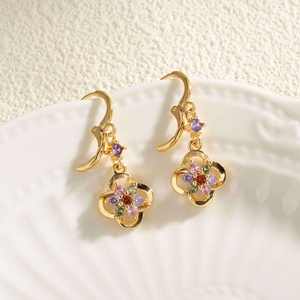 Diseños de lujo Pendientes de cobre de Latón chapado en oro Joyas de diamantes de imitación indios Pendientes de circón de oro árabe - Product Image 3