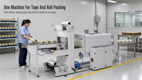 Machine d'emballage sous film rétractable PE avec pompe PLC automatique pour produits chimiques, textiles et marchandises