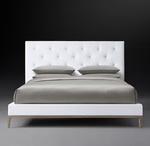 Cama de Lujo de Diseño Modernista Italiano Sassanid OEM con Base de Roble y Plataforma de Tela - Product Image 3