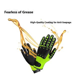 Guantes DE TRABAJO antideslizantes antiimpacto TPR Premium con cierre de muñeca con <span class=keywords><strong>velcro</strong></span> para seguridad en operaciones mecánicas - Product Image 4