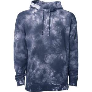 Midweight Tie-Dyed Hooded Sweatshirt-PRM4500TD-Independent Trading Co.-3XL Navy Zippered XXS-Solid Pattern Enzyme Washed - Product Image 1
