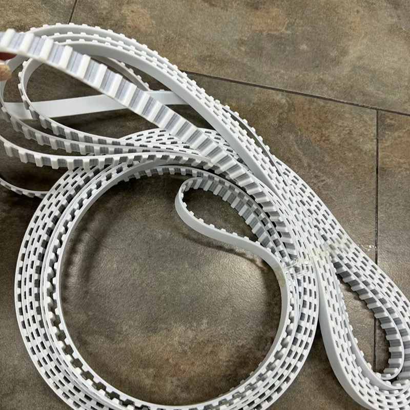 White Pvc Timing Belt Industrial Power Transmission Durable Adjustable Speed For Construction Machinery Parts