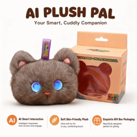 Robot de Peluche Inteligente con IA, Compañero de Escritorio, Marrón, Suave, Peludo, con Ojos Estrellados, Canta, Habla, Baila, para Niños, Regalo de Cumpleaños, Precio de Fábrica
