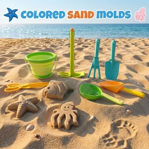 Ensemble <span class=keywords><strong>de</strong></span> 7 jouets <span class=keywords><strong>de</strong></span> <span class=keywords><strong>plage</strong></span> pour enfants, seau pliable en silicone, râteau à long manche, houe, pelle pour <span class=keywords><strong>l</strong></span>'été, jeux en plein air, bac à sable, neige - Product Image 3