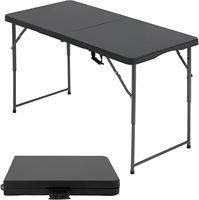 Table pliante en acier avec cadre en plastique HDPE de qualité alimentaire, facile à nettoyer, gain de place, pour extérieur, jardin, patio, pique-nique, camping, restaurant, événement