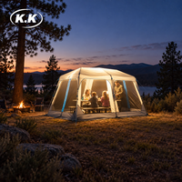 Tente de camping familiale instantanée Kawagebo Kamp (KK) avec écran intégré, résistante aux UV, imperméable et éclairée, avec bâche de protection complète