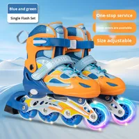 Patins à roulettes réglables en PU pour enfants avec une seule rangée de roues et un éclairage clignotant, nouveau modèle pour filles et enfants