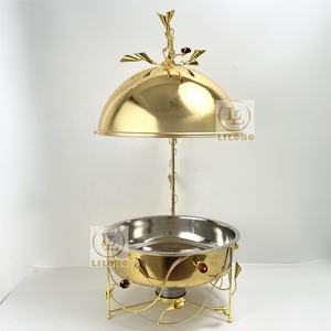 Nuevo Diseño de Lujo, Recipiente para Calentar Alimentos de Acero Inoxidable Dorado de <span class=keywords><strong>10L</strong></span> con Tapa Colgante, para Buffet de Hotel, Bodas y Catering - Product Image 2