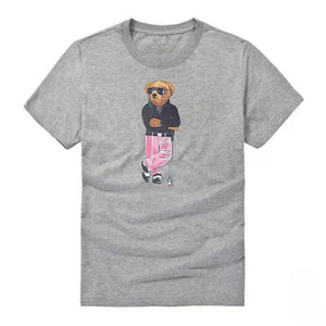 Camiseta de algodón personalizada con diseño de osito para <span class=keywords><strong>mujer</strong></span>, impresión por transferencia térmica de vinilo de oso de peluche en máquina de prensa térmica. - Product Image 4