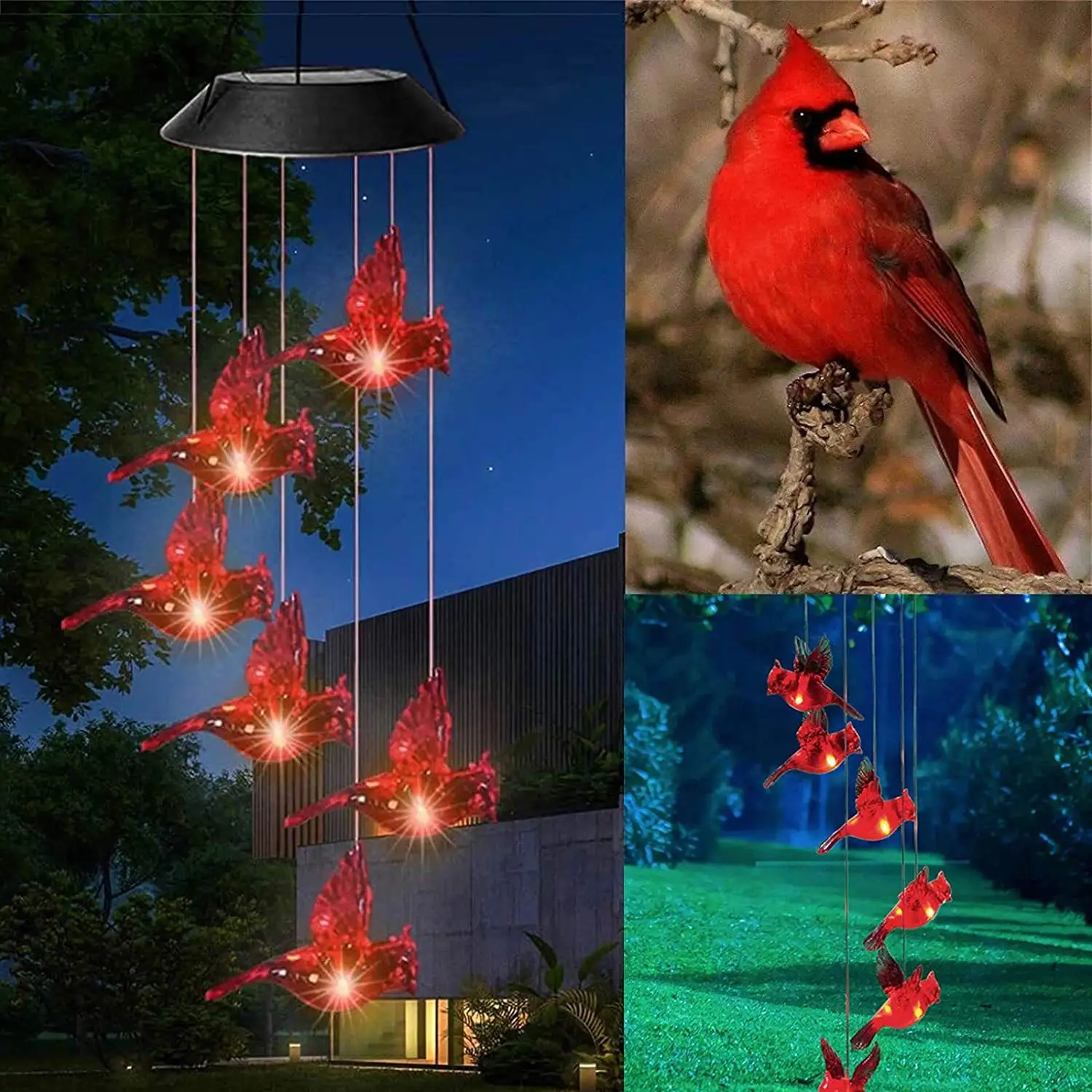 Новый дизайн, персонализированные ветряные колокольчики с птицами, уличные ветряные колокольчики Cardinal